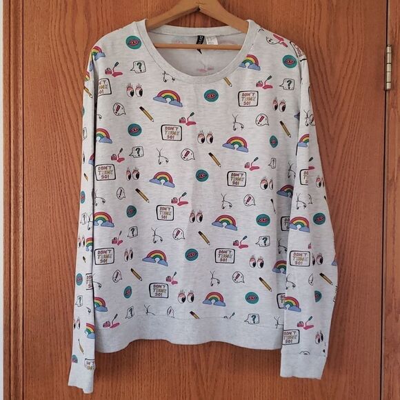 So Cute! - Divided by H&M - Graphic Oversized Sweatshirt Sz XL - Picture 1 of 5